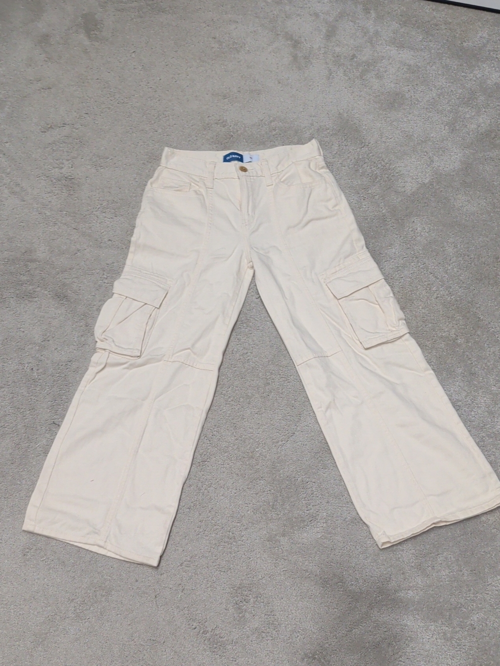 Girls Cream Cargo Pants - Relaxed Fit
